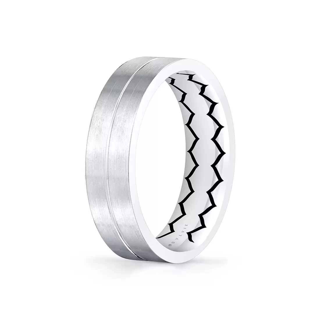 White Gold Shell Ascend Brushed Men's Band - Quentin