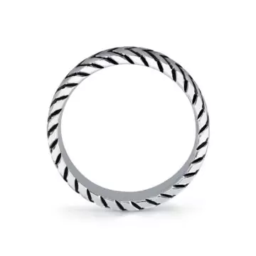 White Gold Shell Apex Engraved Men’s Band - Myles