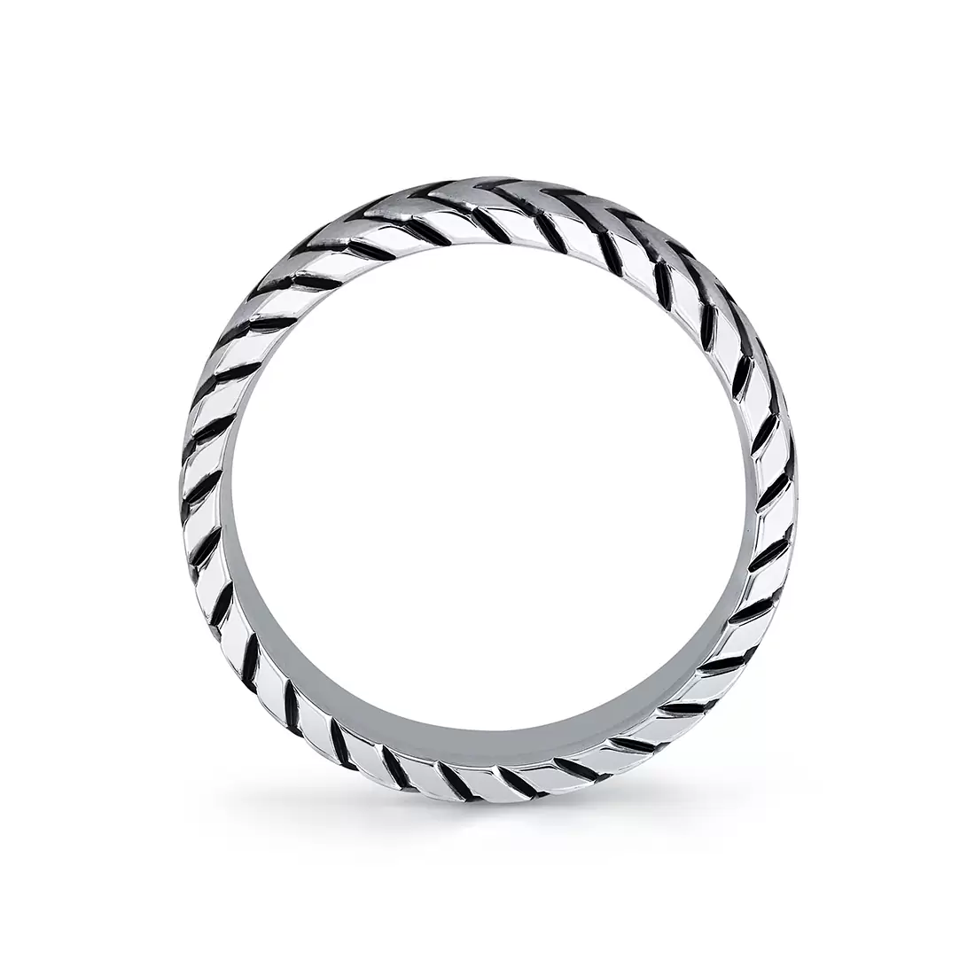 White Gold Shell Apex Engraved Men's Band - Myles