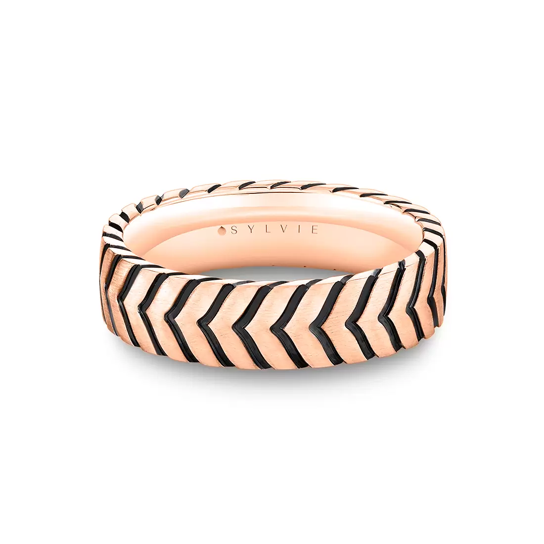White Gold Shell Apex Engraved Men's Band - Myles