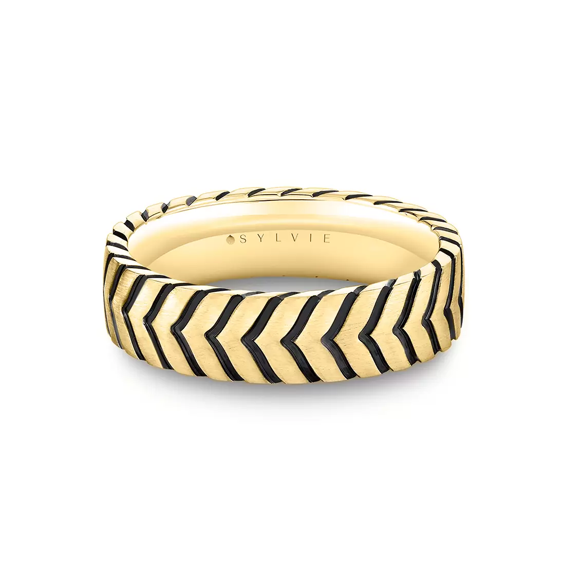 White Gold Shell Apex Engraved Men's Band - Myles