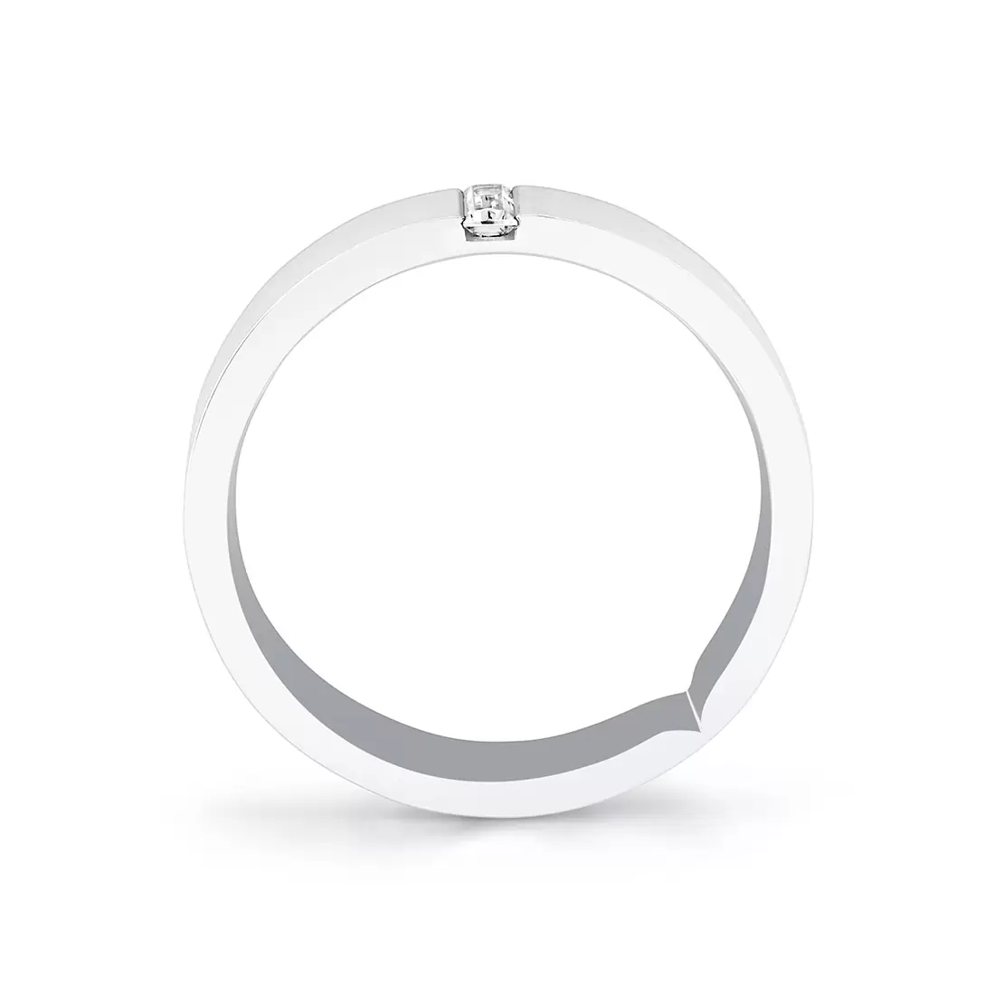White Gold Legacy Shell Brushed Baguette Men's Band - Beckham