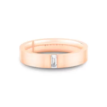 White Gold Legacy Shell Brushed Baguette Men’s Band - Beckham