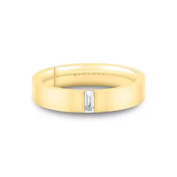White Gold Legacy Shell Brushed Baguette Men’s Band - Beckham
