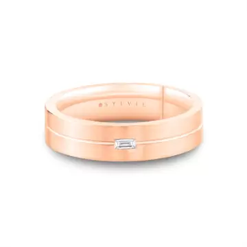 White Gold Legacy Shell Brushed Baguette Men’s Band - Garrett