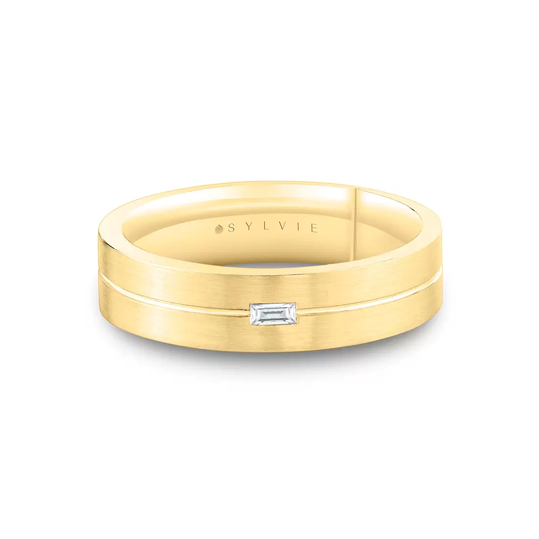 White Gold Legacy Shell Brushed Baguette Men's Band - Garrett