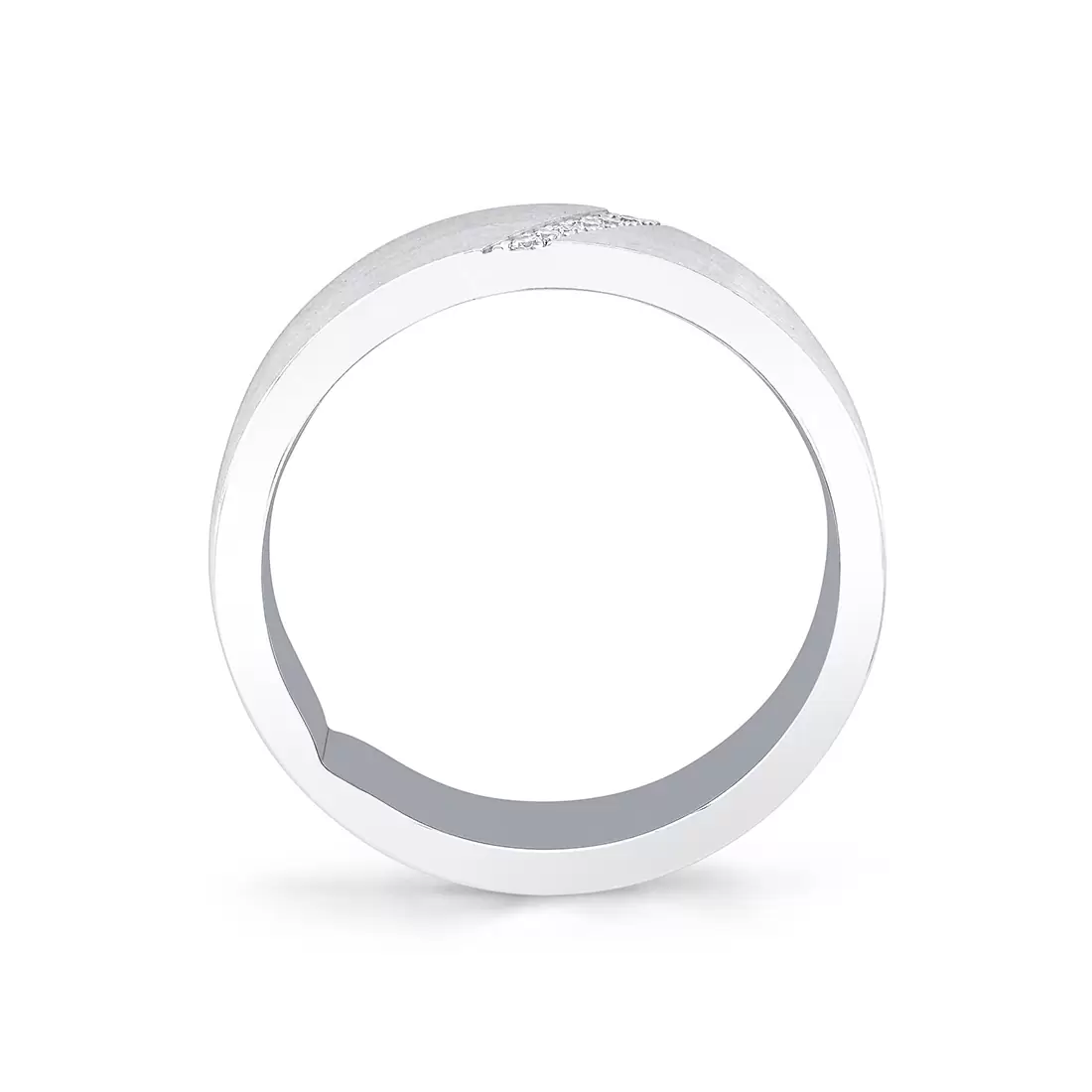 White Gold Legacy Shell Brushed Diamond Men's Band - Everett