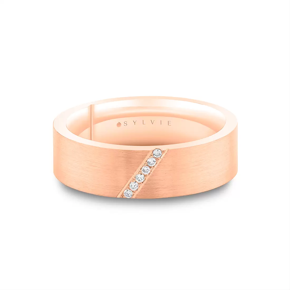 White Gold Legacy Shell Brushed Diamond Men's Band - Everett