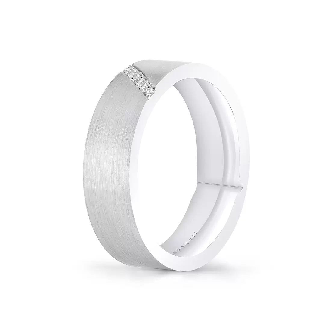 White Gold Legacy Shell Brushed Diamond Men's Band - Everett