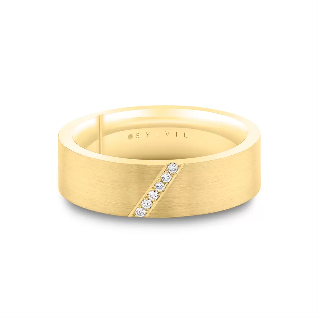 White Gold Legacy Shell Brushed Diamond Men's Band - Everett