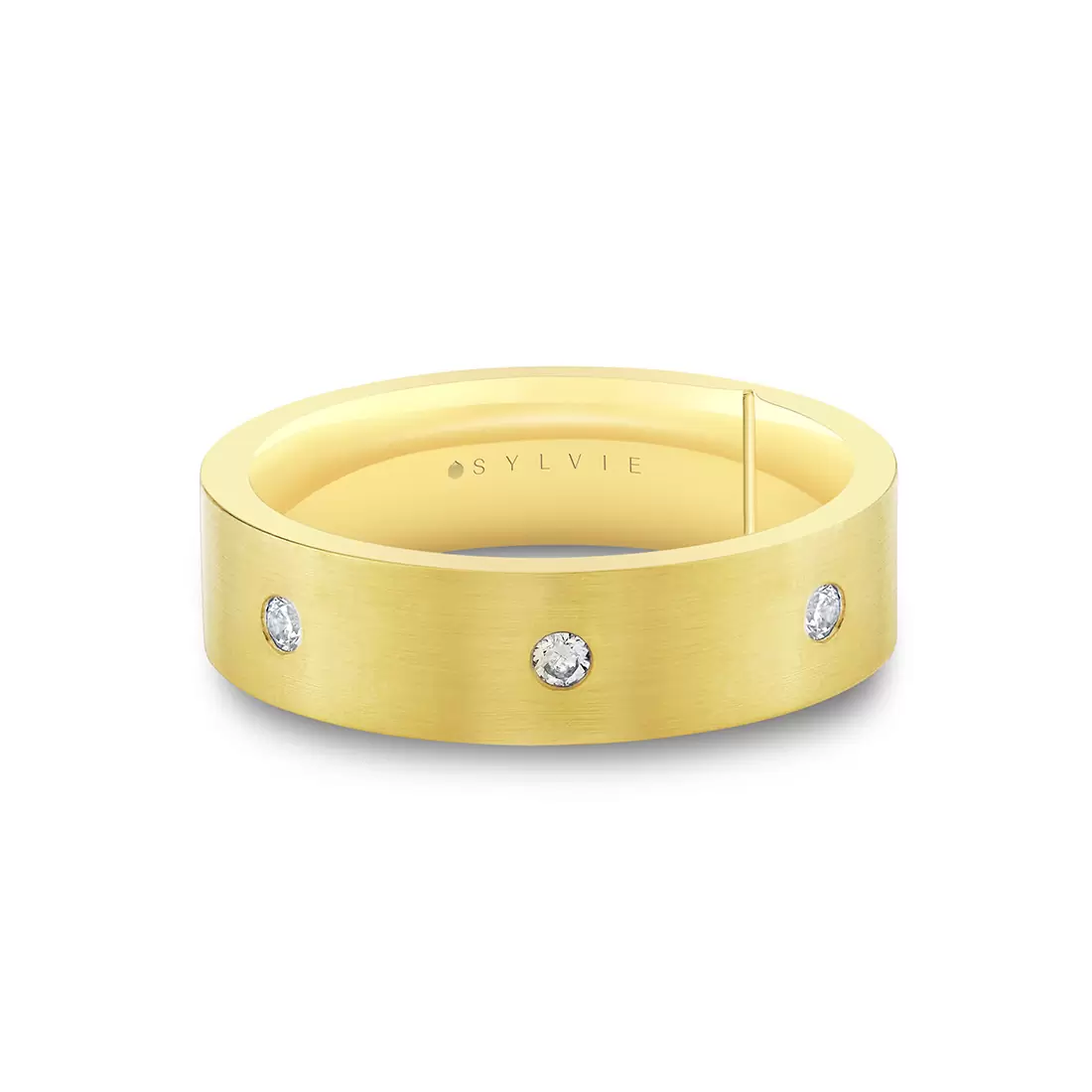 Yellow Gold Legacy Shell Spaced Diamond Men's Band - Adrian
