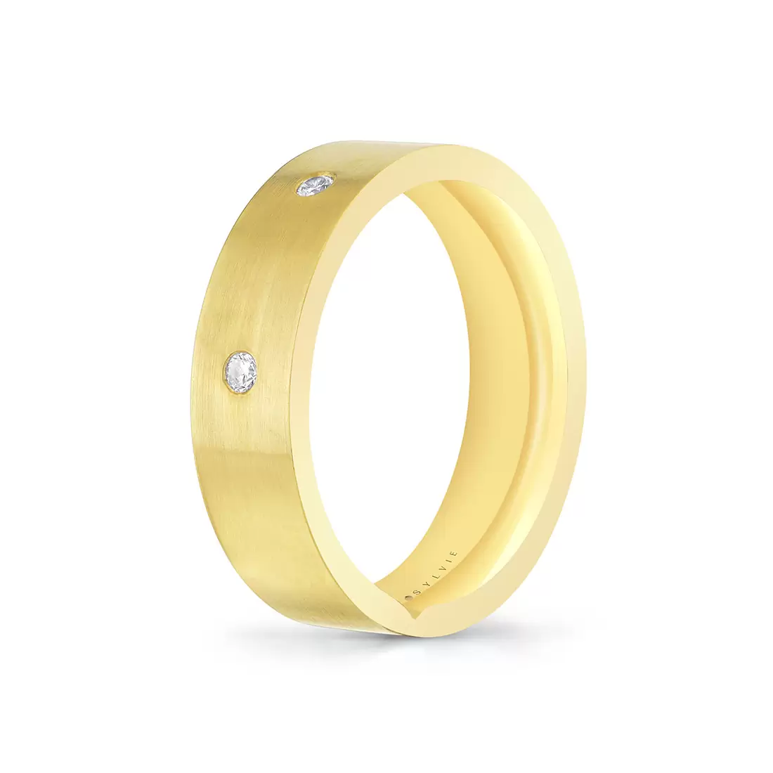 Yellow Gold Legacy Shell Spaced Diamond Men's Band - Adrian