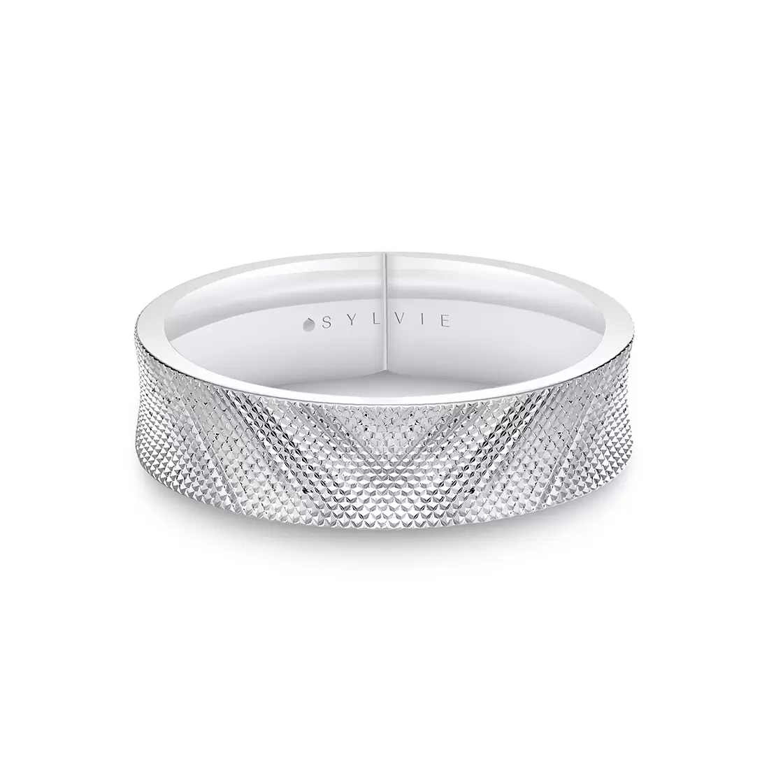 White Gold Legacy Shell Knurled Men's Band - Jesse