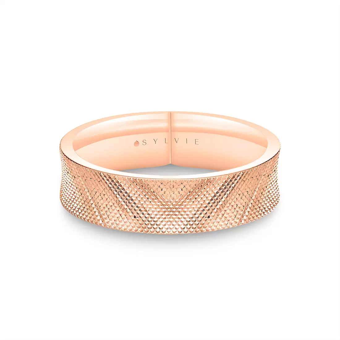 White Gold Legacy Shell Knurled Men's Band - Jesse