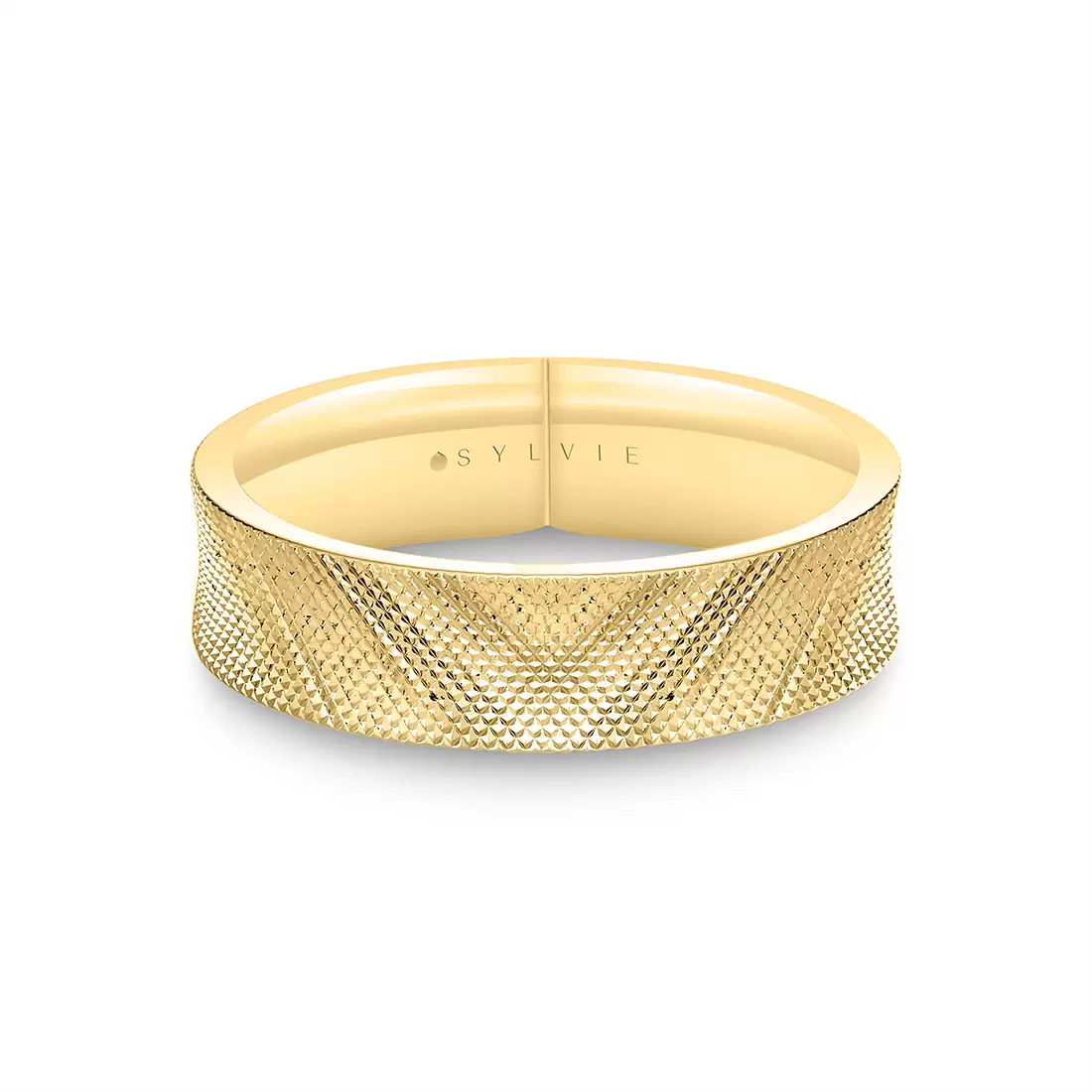 White Gold Legacy Shell Knurled Men's Band - Jesse