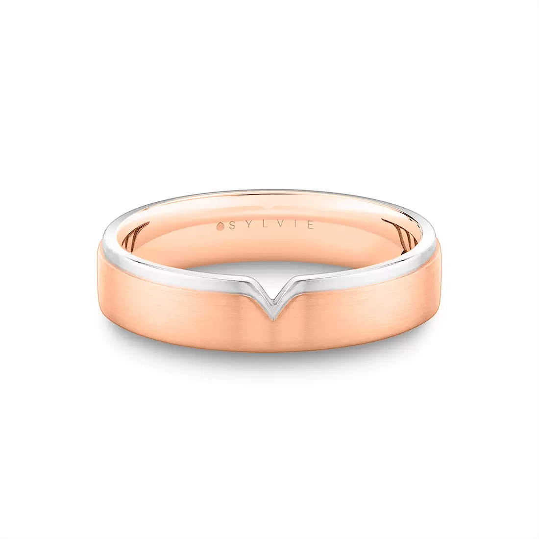 Yellow Gold Shell Iconelle Two Tone Men's Band with Shell Tip Accent - Hugo