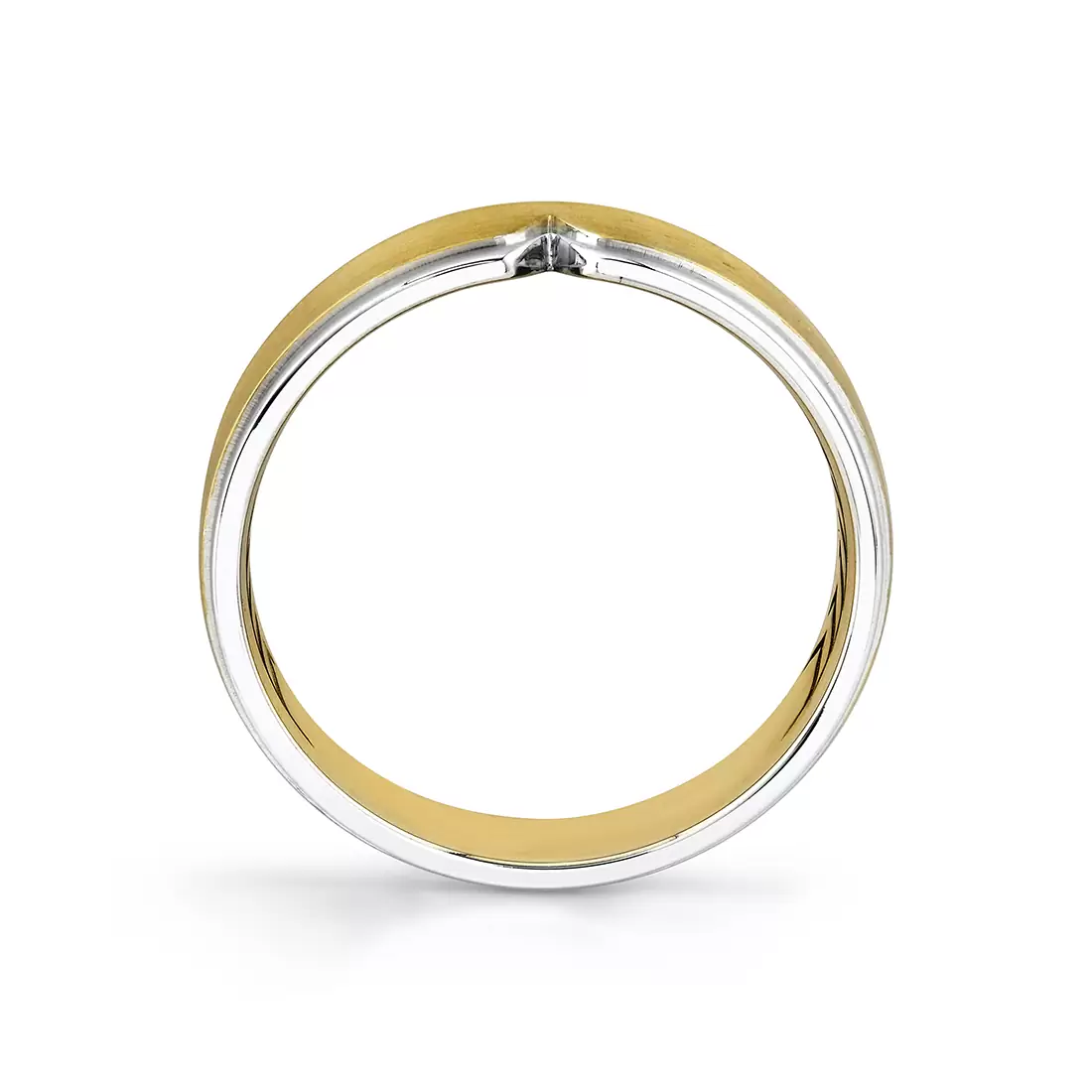 Yellow Gold Shell Iconelle Two Tone Men's Band with Shell Tip Accent - Hugo