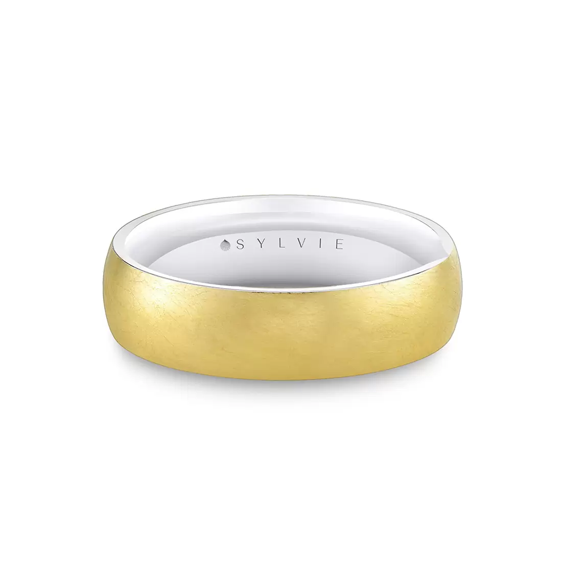 White Gold/Yellow Gold Legacy Shell Two Tone Brushed Men's Band - Alexander