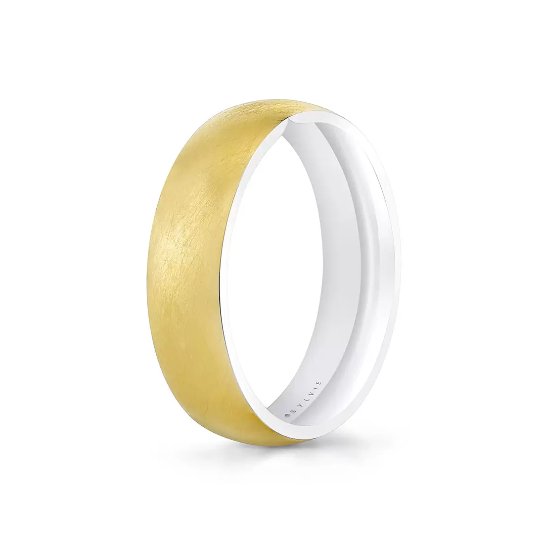 White Gold/Yellow Gold Legacy Shell Two Tone Brushed Men's Band - Alexander