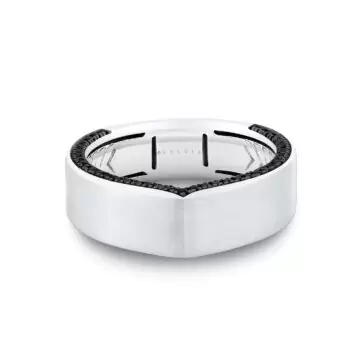 Yellow Gold Shell Iconelle Two Tone Black Diamond Men’s Band - Henri