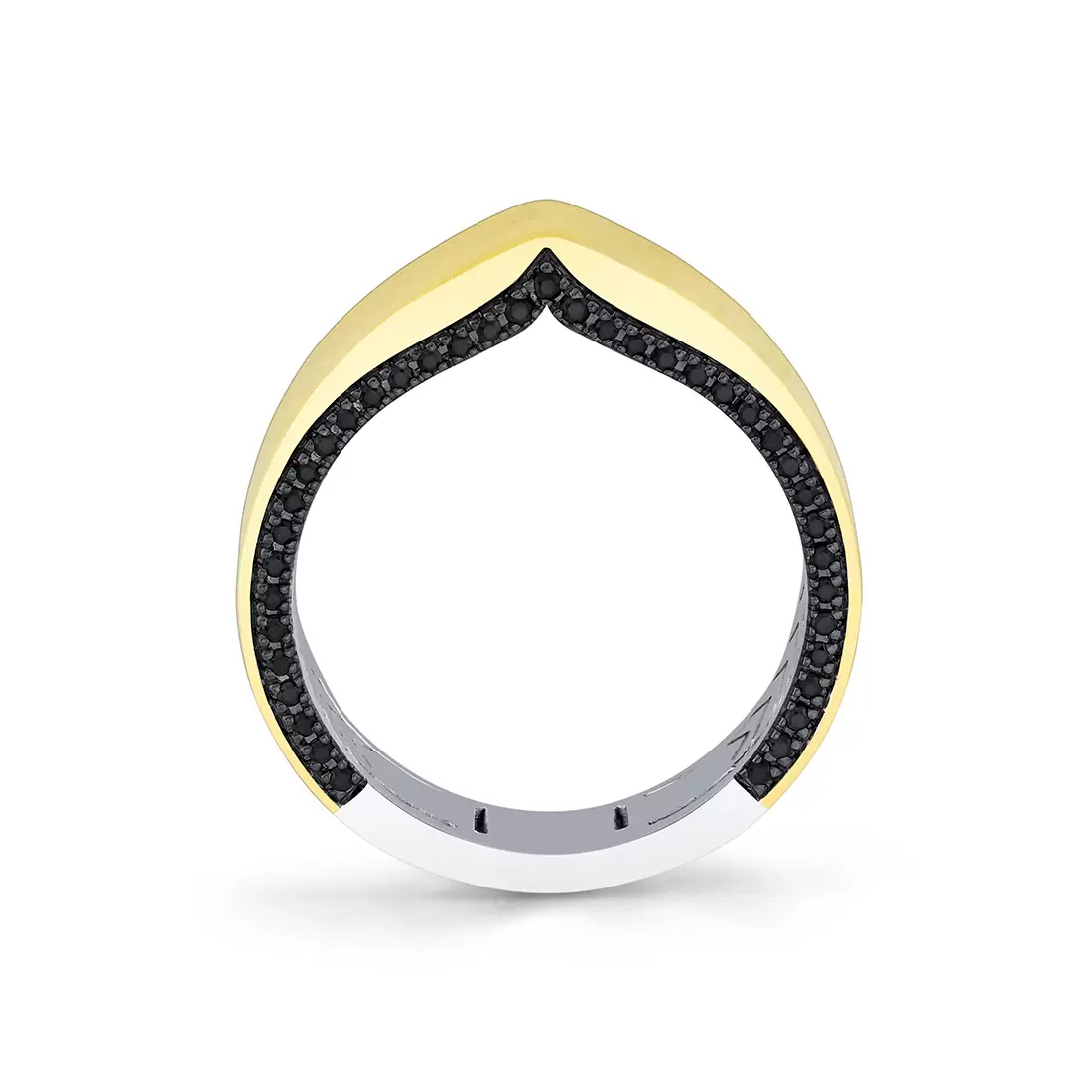 Yellow Gold Shell Iconelle Two Tone Black Diamond Men's Band - Henri