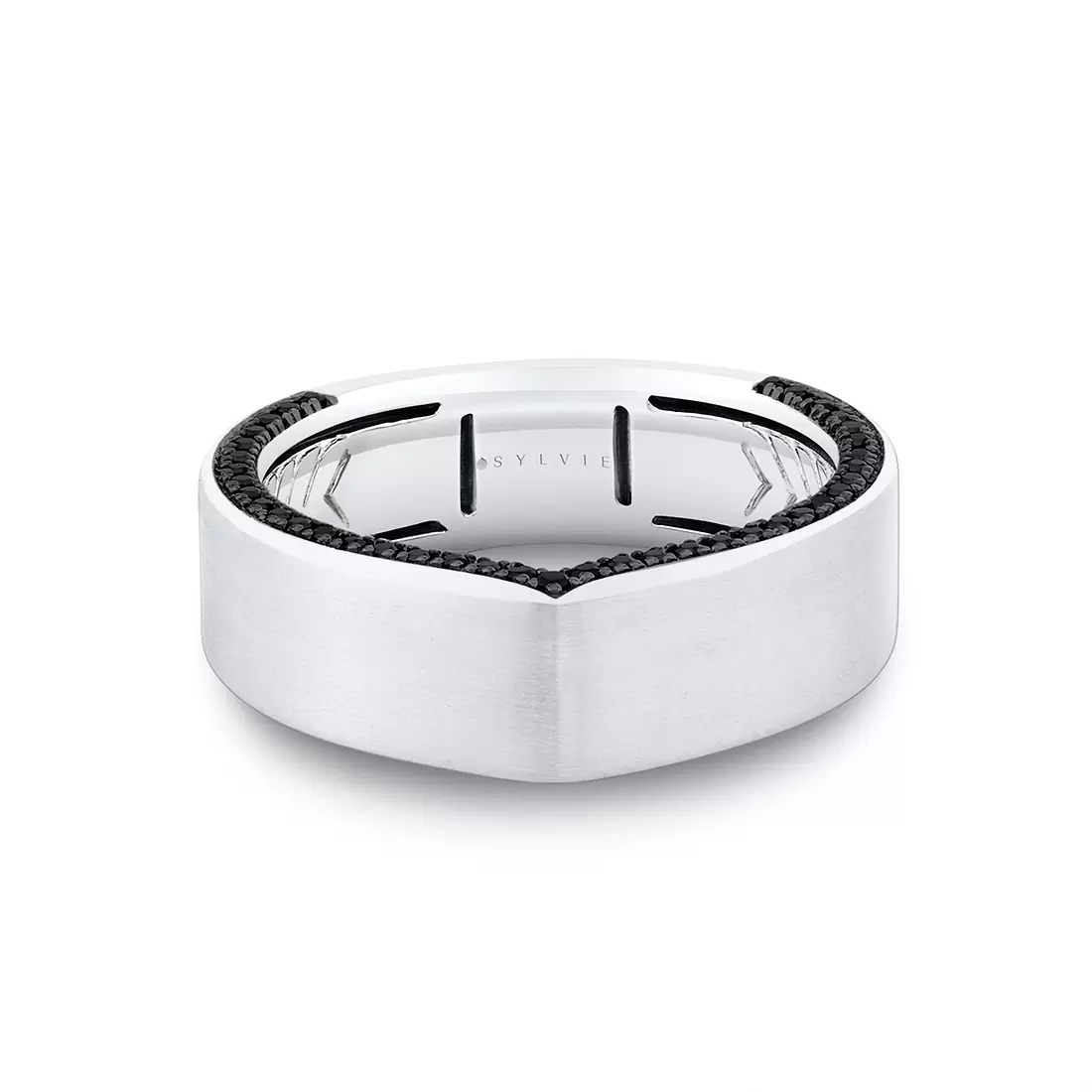 Yellow Gold Shell Iconelle Two Tone Black Diamond Men's Band - Henri