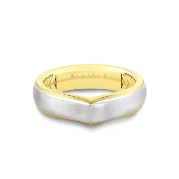 Yellow Gold Shell Iconelle Two Tone Brushed Men’s Band - Colin
