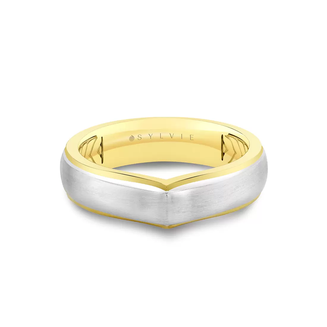 Yellow Gold Shell Iconelle Two Tone Brushed Men's Band - Colin
