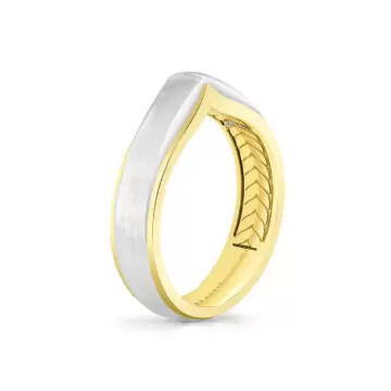 Yellow Gold Shell Iconelle Two Tone Brushed Men’s Band - Colin