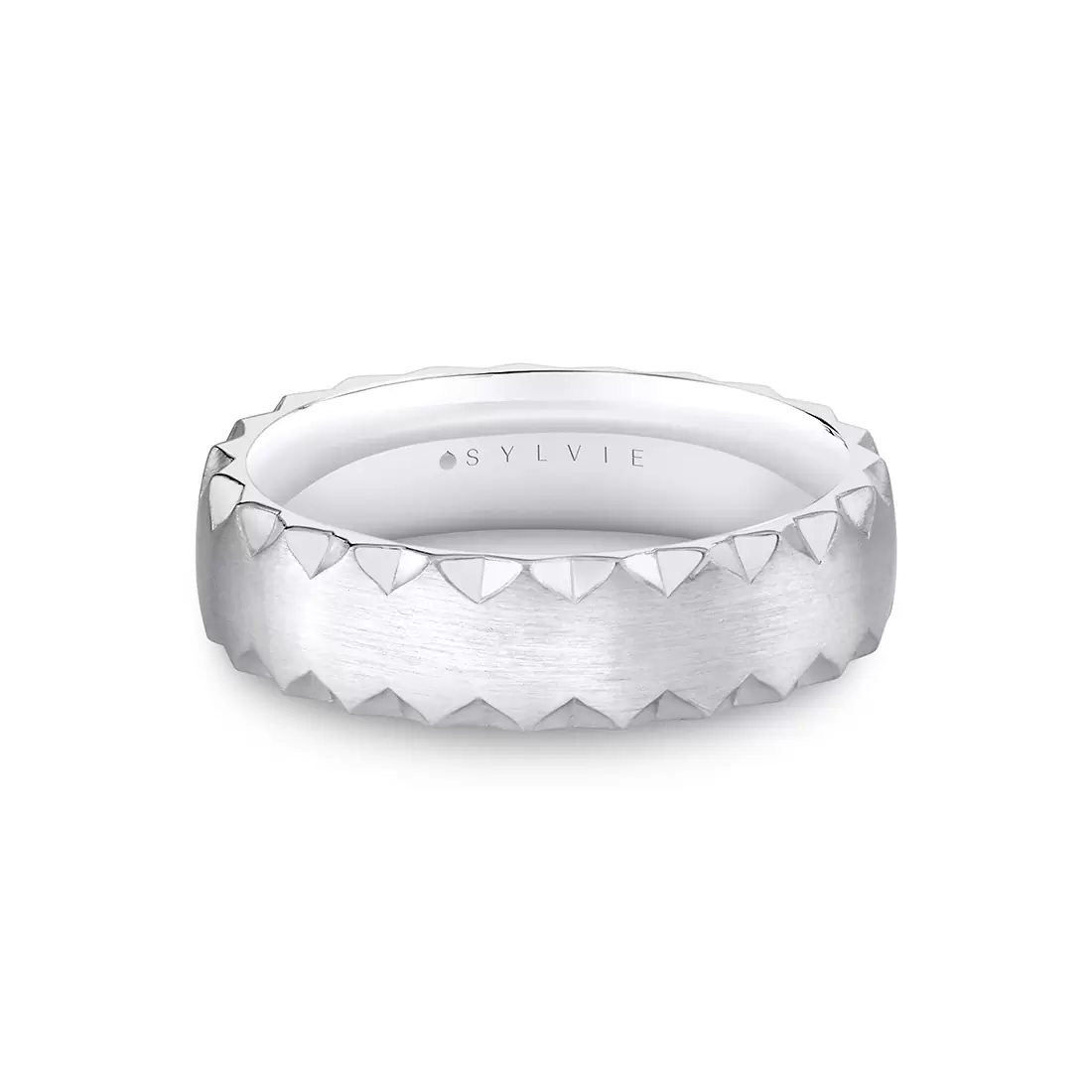 White Gold Fluted Shell Brushed Men's Band - Elliott