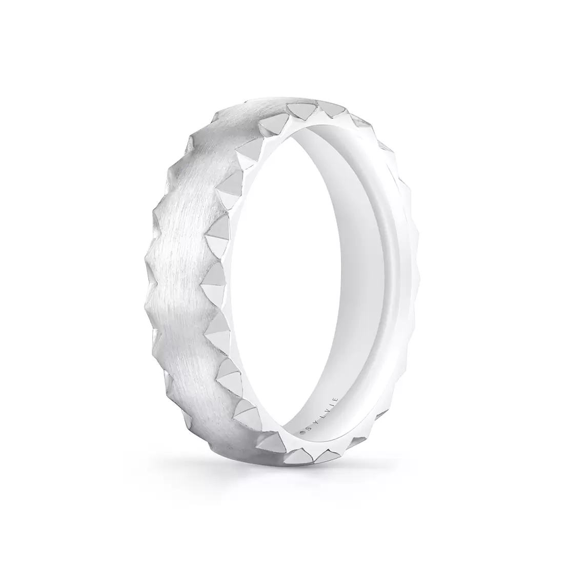 White Gold Fluted Shell Brushed Men's Band - Elliott