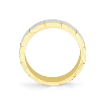 Yellow Gold Fluted Shell Two Tone Brushed Men’s Band - Francis
