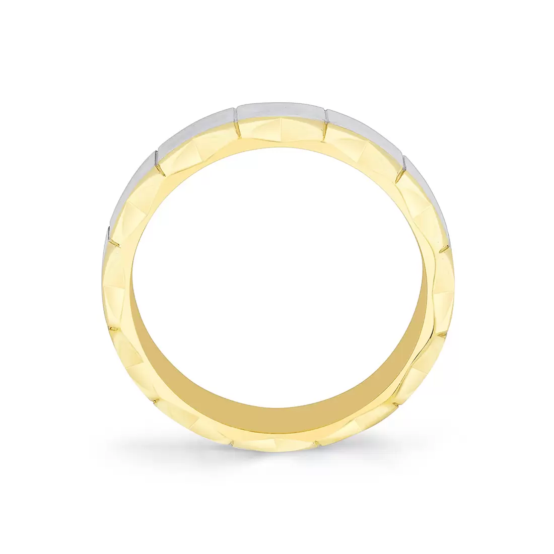 Yellow Gold Fluted Shell Two Tone Brushed Men's Band - Francis