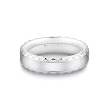 White Gold Fluted Shell Brushed Men’s Band - Zion
