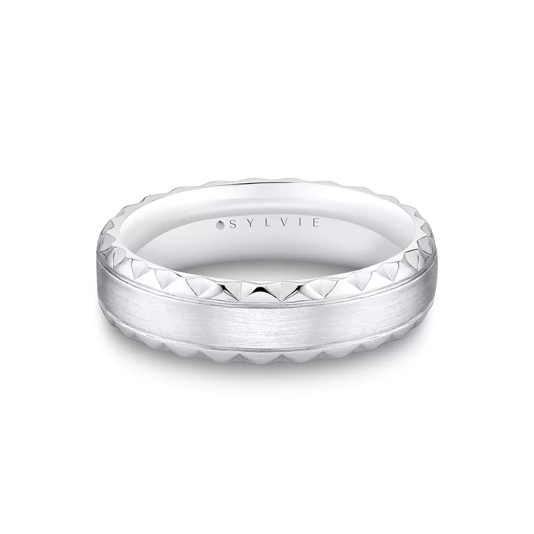 White Gold Fluted Shell Brushed Men's Band - Zion