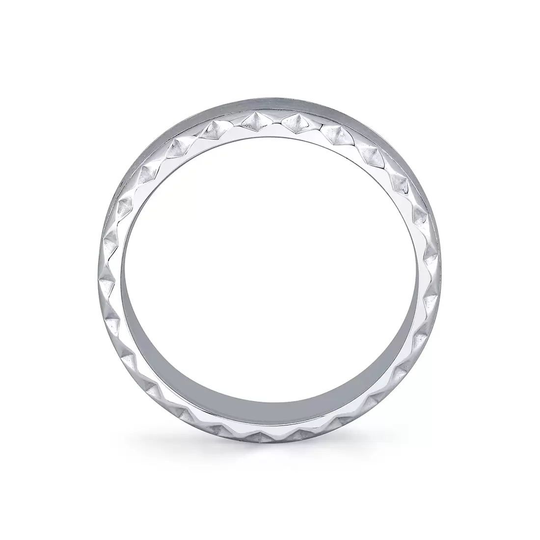 White Gold Fluted Shell Brushed Men's Band - Zion