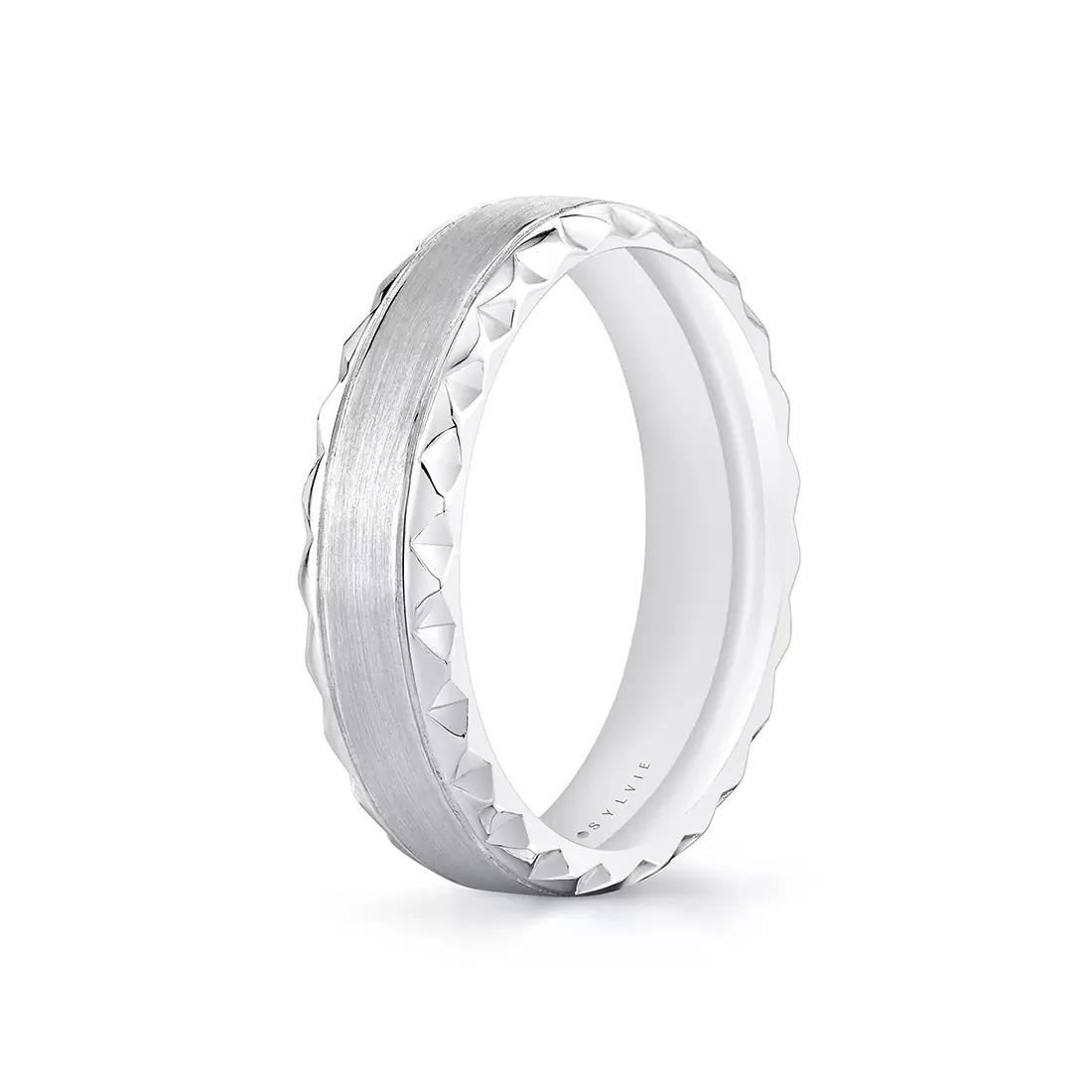 White Gold Fluted Shell Brushed Men's Band - Zion