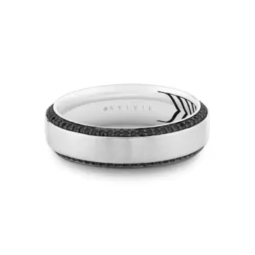 yellow gold brushed black diamond men's band