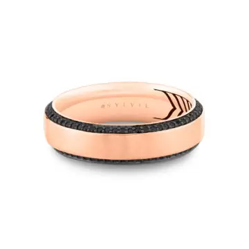 Yellow Gold Shell Apex Brushed Black Diamond Men’s Band - Jax