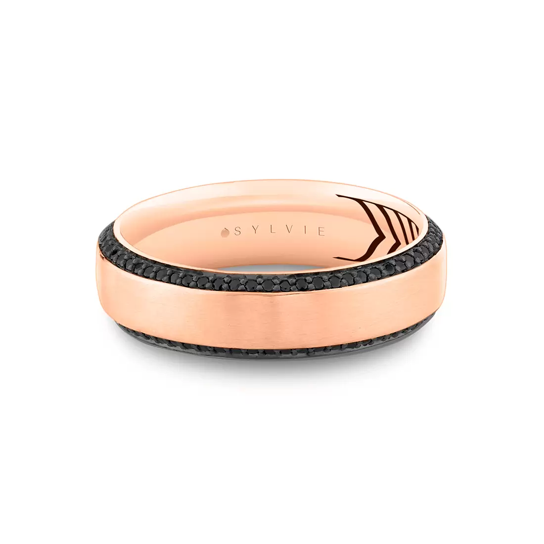 Yellow Gold Shell Apex Brushed Black Diamond Men's Band - Jax