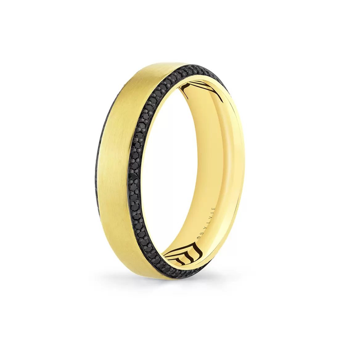 Yellow Gold Shell Apex Brushed Black Diamond Men's Band - Jax