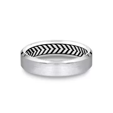 White Gold Shell Apex Brushed Men’s Band - Uriah