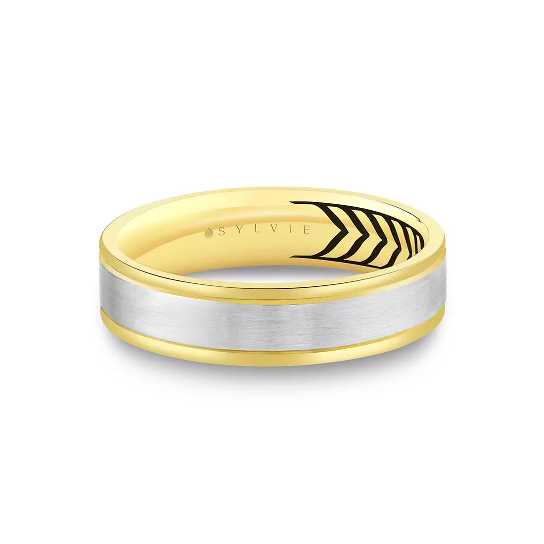 Yellow Gold Shell Apex Two Tone Brushed Men's Band - Julian