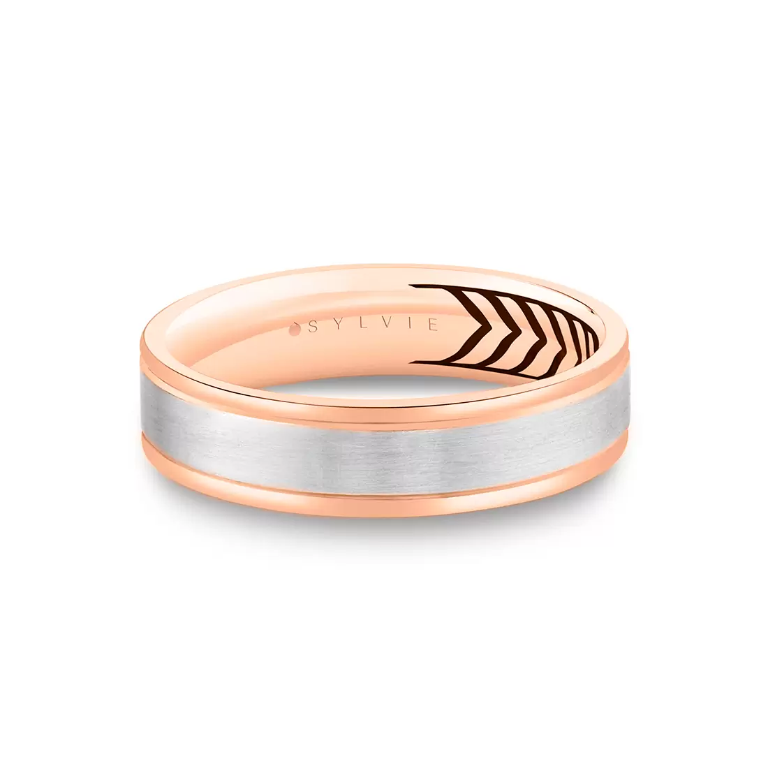 Yellow Gold Shell Apex Two Tone Brushed Men's Band - Julian