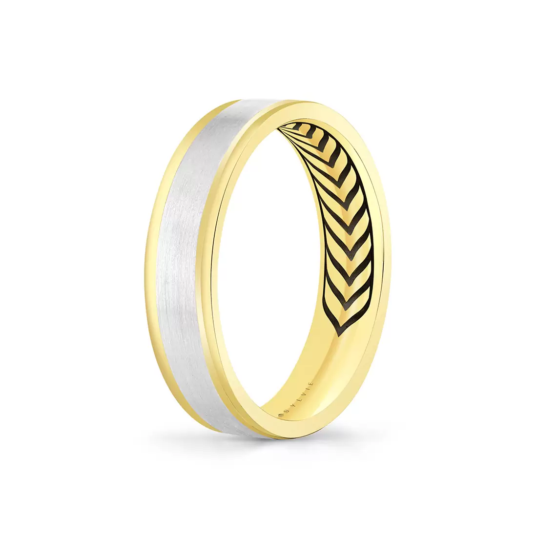 Yellow Gold Shell Apex Two Tone Brushed Men's Band - Julian