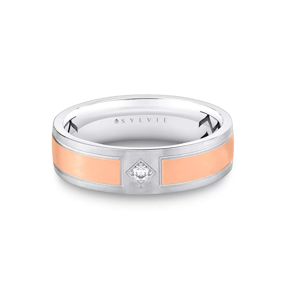 Yellow Gold Shell Ascend Two Tone Brushed Men's Band - Finn