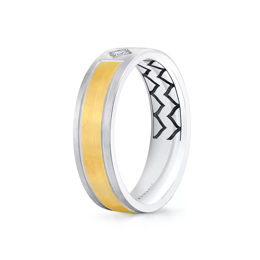 Yellow Gold Shell Ascend Two Tone Brushed Men's Band - Finn