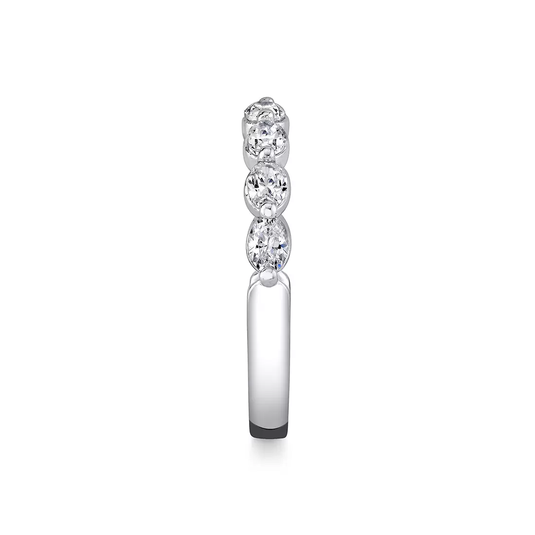 White Gold Oval Cut Shared Prong Wedding Ring