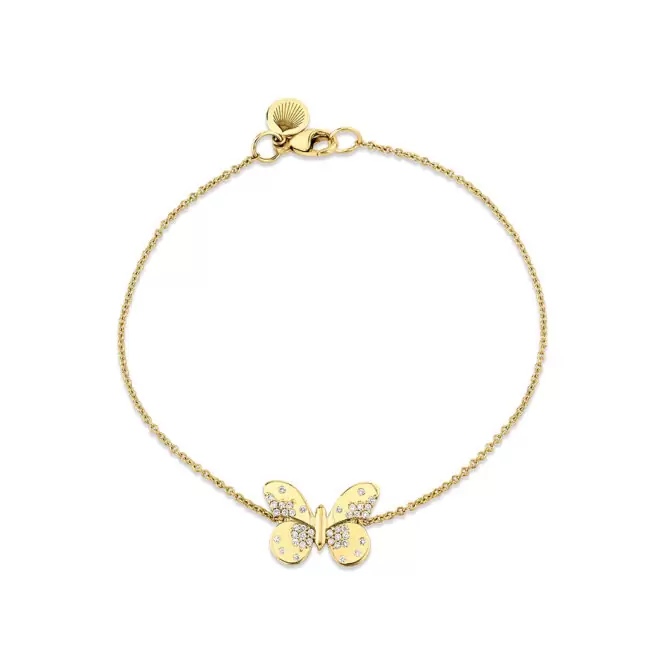 yellow gold butterfly chain bracelet