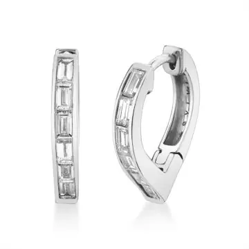 yellow gold baguette hoop earrings